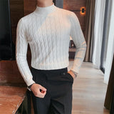 Advbridge Men's Korean Review Clothes Light Luxury Slim Knit Pullover Sweater Long Sleeve Streetwear Leisure Basic Shirts Fashion Knitwear