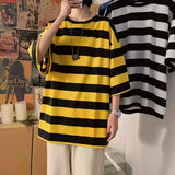 ADVBRIDGE  -  Male Cotton T Shirts High Quality Striped T-shirts Tee Shirts Summer Autumncontrast T Shirt for Men Top Quality 2025 Q81