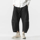 Advbridge Fashion Wide Leg Pants Men Cotton Casual Pants Men Harajuku Style Harem Pants Male Button Fly Trousers New Streetwear 5XL
