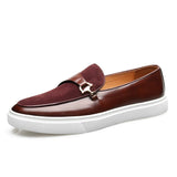 ADVBRIDGE  -  Newrst Men's Casual Slip-on Moccasins Classic Burgundy Buckle Decorated Loafers Mens Board Shoe Driving Flats