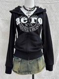 Advbridge 2024 Women ClothingY2K Streetwear Hoodie Mens Vintage Casual Letter Pattern Print Oversized Hoodie Harajuku Zip up Sweatshirt