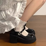 Advbridge Black Chunky Booties Platform Woman Short Mary Janes Shoes Elegant with Medium Heels Ankle Lolita Boots for Women Boot Y2k Sale