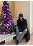 Advbridge Winter Long Loose Casual Soft Thick Warm Fluffy Black Faux Fur Coat Women Stand Collar Hairy Furry Fuzzy Overcoat