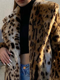Advbridge Winter Long Warm Thick Leopard Fluffy Faux Fur Coat Women Tiger Print Runway Loose Luxury Designer Clothing Women