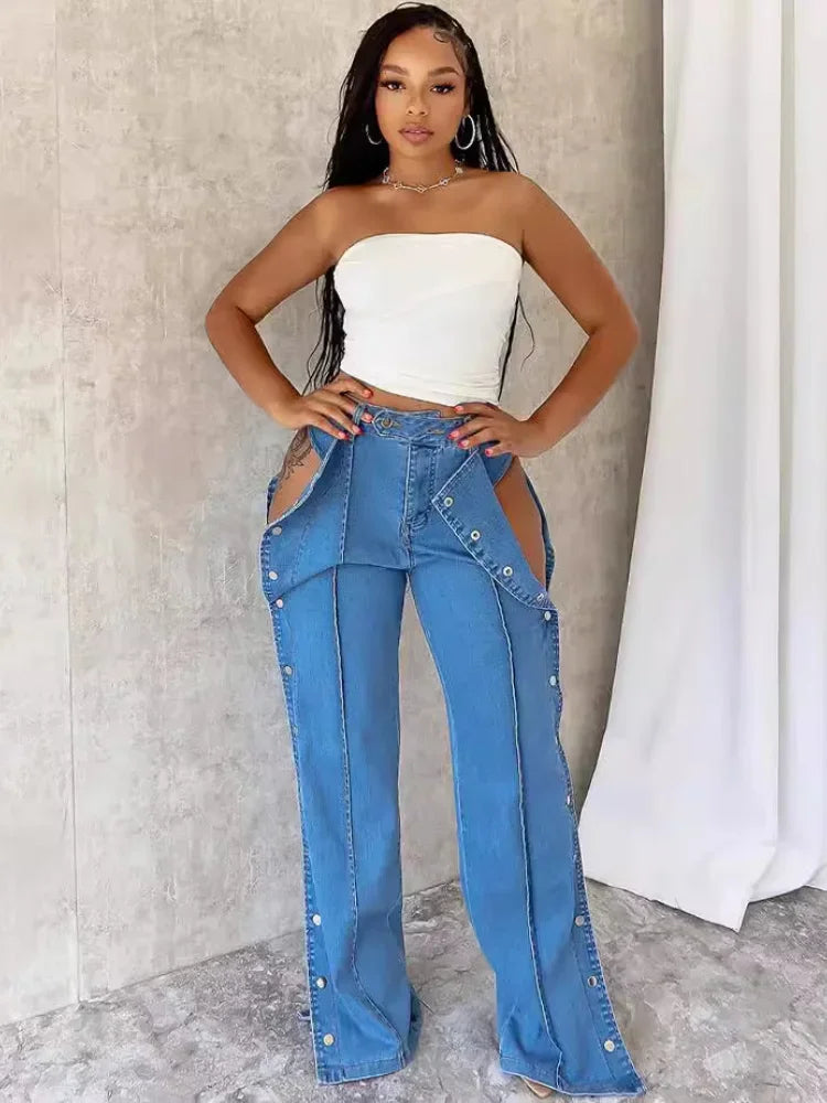 Advbridge Jeans Women Denim Pant Long Pants Slim Fit Tight High Waist Solid Casual Regular Button Pocket Sexy Trousers Summer 2024