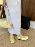 ADVBRIDGE  -  Satin Square Toe Mary Jane Shoe Women Shallow Buckle Bowknot Footwear Ladies Fashion Light Comfort Soft Sole Ballet Flats Women