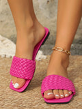 ADVBRIDGE  -  Women's Slippers Summer Selling Sexy Braided Red Square Toe Flat Flip-Flops Fashion Beach Mules Casual Indoor Home Slippers
