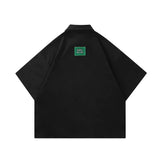 Advbridge Men Hip Hop Streetwear Retro Shirt Letter Creative Embroidery  shirt Cotton Shirt Short Sleeve Racing Style Tops Tees New