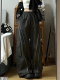 Advbridge Vintage Cargo Track Pants Women Casual Oversized Y2k Sweatpants Trousers Harajuku Baggy Wide Parachute Jogger Streetwear