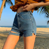 Advbridge Streetwear Tight Denim Shorts Women Fashion High Waist Slimming Shorts Woman Button Split Y2K Short Jeans Ladies