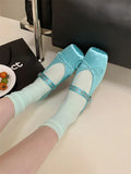 ADVBRIDGE  -  Satin Square Toe Mary Jane Shoe Women Shallow Buckle Bowknot Footwear Ladies Fashion Light Comfort Soft Sole Ballet Flats Women