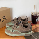 Advbridge Brown Woman Sports board shoes Spring Lace Up Flat Shoes Sports Female Casual Sneakers Tennis Shoes Couple