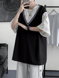 ADVBRIDGE  -  Summer Men's Pure Cotton Casual Loose Fit Plus Size London England Pattern Patchwork Round Neck Short Sleeved T-shirt Top Q96
