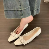 ADVBRIDGE  -  Retro Belt Buckle Design High Heels Women Shoes Square Toe Elegant Low Heel Office Shoe Fashion Brand Mules Pumps Women Footwear