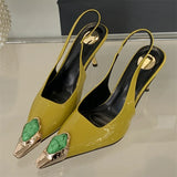 ADVBRIDGE  -  Spring Design Inlay Diamonds Woman Pumps Sexy Thin Low Heels Pointed Toe Elegant Slingbacks Prom Banquet Mules Shoes