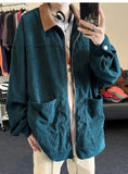 ADVBRIDGE  -  M-5XL Plus Size Mens Prestwich Corduroy Jacket Turn Down Collar Zipprt Up Autumn Spring Coat Casual Streetwear Clothing for Men