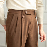 ADVBRIDGE  -  Autumn and Winter British Thick Casual Pants Commuter Straight High Waist Pants Japanese All-match Warm Pants for Men