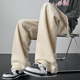 ADVBRIDGE  -  Winter Thickened Pants Men Warm Oversized Wide Leg Pants Men Streetwear Loose Straight Pants Mens Black Beige Thick Trousers