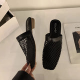 ADVBRIDGE  -  Summer Women Slippers Sexy Mesh Mules Shoes Indoor Home Slides Female Flats Shoes Beach Sandals Flip Flops New Woman Shoes
