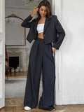 Advbridge Women Two Pieces Pants Suits Solid Laple Short Blazers Loose High Waist Button Pants Sets Female 2025 Spring Lady Office Wears