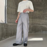 Advbridge Korean Style Men's High Waist Suit Pants Casual Simple Solid Color Bottom Straight Wide Leg Male Loose Trousers 2024 Summer