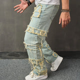 Advbridge Male Casual Hole Denim Pants 2yk Full Length Hip Hop Pockets Trousers Streetwear Men Clothing Fashion Tassel Baggy Jeans