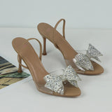 ADVBRIDGE  -  Summer Women Sandals Diamond Bow Decoration Transparent Open Toe Evening Party Wedding Ladies High Heels Woman Shoes