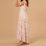 ADVBRIDGE  -  y2k Floral Dress Women Sexy Tie-Shoulder Sleeveless Multi-Layered Ruffled Trim Smocked A Line Dress Beach Party Dresses