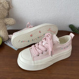 ADVBRIDGE  -  Summer Women Low Top Chunky Canvas Sneakers Embroidered Flowers White Shoes Student Casual Skate Shoes Height Increase