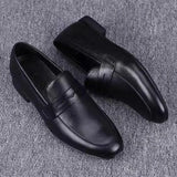 ADVBRIDGE  -  Spring Summer New Fashionable Versatile Slip-On Loafers Men's Leather Shoes Breathable Dad Shoes Rubber Sole Ankle High