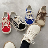 ADVBRIDGE  -  Girls white Light brown SneakersDesigner Canvas Shoes Women Low Top Sneakers Wide Toe Lace Up Trainers Shoes  Comfortable