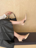 ADVBRIDGE  -  Pointed Heel Sandals Comfort Shoes for Women Suit Female Beige Girls Fashion Black High Leather Low Stiletto Scandals Rubber Fab