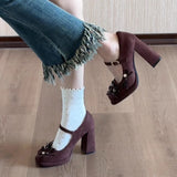 ADVBRIDGE  -  Platform Thick Heel Women Mary Jane Shoes Ladies Elegant Wedding Party Pumps 2026 Spring Ladies Designer Luxury Single Shoes