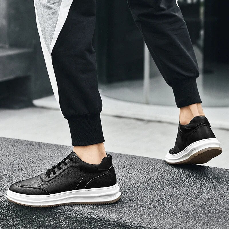 Advbridge New Cow Leather Men Casual Shoes Fashion Sneakers Men Shoes Genuine Leather White Shoes