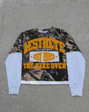 Advbridge American street Harajuku print camouflage long sleeve pullover men long sleeve Y2K loose letter print oversized T-shirt