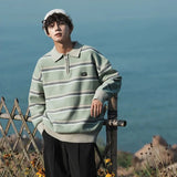 Advbridge Japan Men's Y2K Knitted Warm Polo Knit Striped Turtleneck Sweater Shirts Winter Streetwear Knitwear Korean Clothes Jumper Men