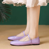 ADVBRIDGE  -  Spring Autumn Women Flats Brand Elegant Office Ladies Mary Jane Shoes Flat Soft Black Purple Big Size 42 D531