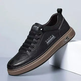 ADVBRIDGE  -  Leather Casual Shoes for Men Breathable White Sneakers Fashion Driving Walking Tennis Shoes for Male Italian Office Flats Shoes
