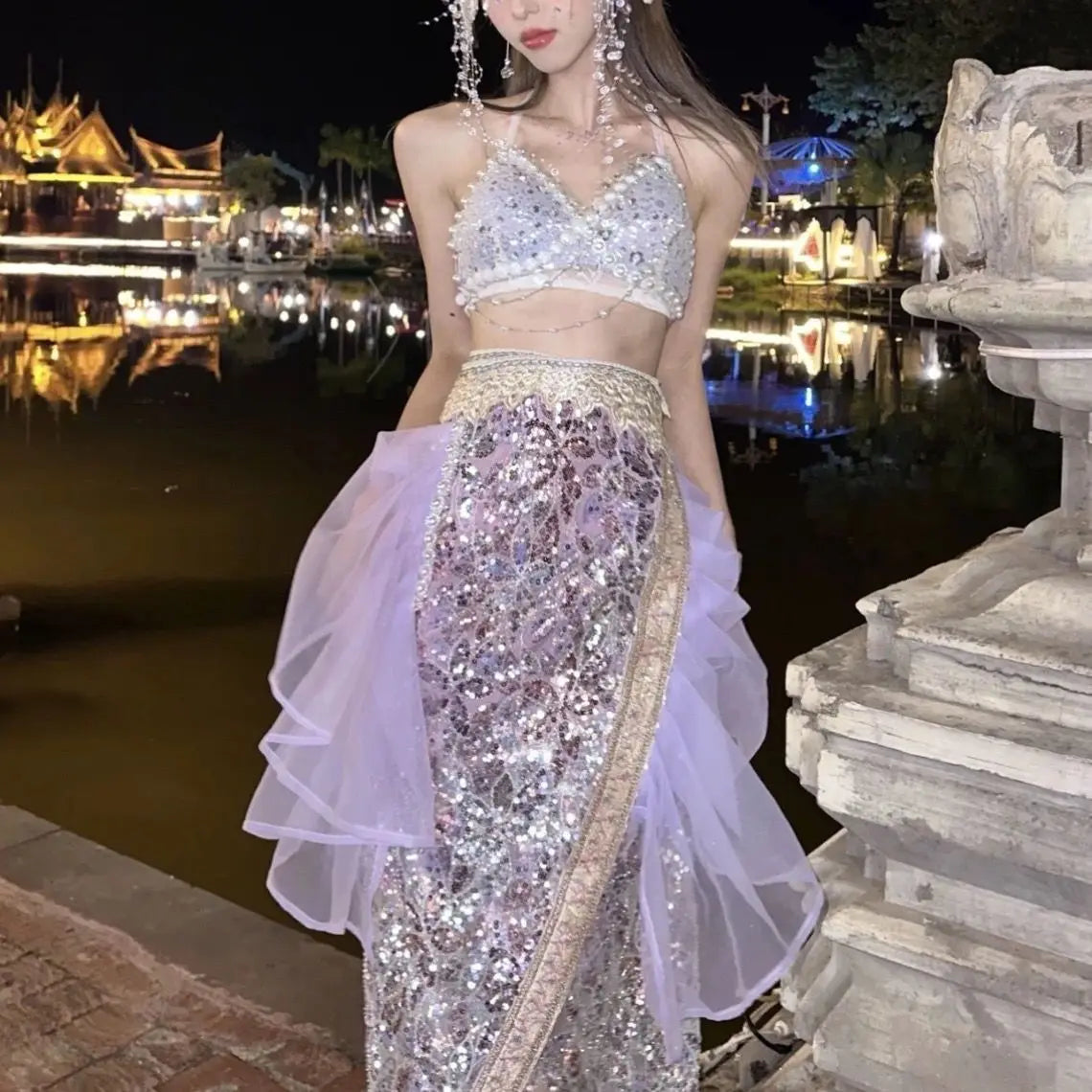 Advbridge Mermaid Princess Dress New Travel Photography Clothing Yunnan Purple Dress Suit Cos Mermaid Costume And Princess Dress