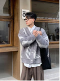 Advbridge Men's Clothing V Neck Blue Cardigan Graphic Knit Sweater Male New in Sheap Aesthetic Meme Maletry Large Big Size Korean Fashion
