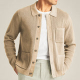 Advbridge Winter Men's Knit Cardigan Jacket Luxury Button-Down Sweater Casual Long Sleeve Lapel Solid Color Streetwear Korean Pocket Coat