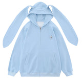 Advbridge Men Streetwear Hoodie Sweatshirt Hooded Rabbit Ear Hoodie Autumn Unisex Harajuku Anime Hooded Zipper Cardigan HipHop Couple Tops