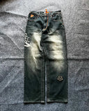 Advbridge Y2K Vintage Jeans New Hip Hop Fashion Pattern Embroidery Baggy Jeans Denim Pants Gothic High Waist Wide Legs Trousers Streetwear