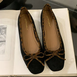 ADVBRIDGE  -  Brand Ballet Mary Jane Shoes Women Bowknot Shallow Leopard Print Fashion Dress Shoes Comfort Suede Elegant Flat Shoes Women