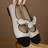ADVBRIDGE  -  Women's leather mix color patchwork sweet bowtie slip-on Mary Jane flats round toe soft comfortable casual female shoes