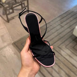 ADVBRIDGE  -  Satin Color Block Stiletto High Heels with One Belt New Summer Temperament Versatile Sandals