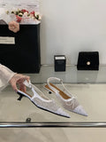ADVBRIDGE  -  Luxury Rhinestone Mesh Sandals Women Breathable Summer New Pointed Toe Pumps Elegant Party Dress Shoes Ladies Wedding High Heels