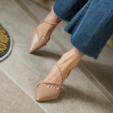 Advbridge New Summer Sandals Genuine Leather Women Sandals Pointed Toe Back Strap Thin Heel Shoes for Women Casual Shoes Zapatos De Mujer