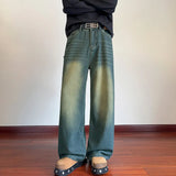 Advbridge Straight Jeans Men's Women's Chic Pocket Retro Fashion Pants High Street Loose Casual Wide Leg Denim Pants 2025 New trend-design