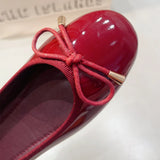 ADVBRIDGE  -  Sweet Bow Round Toe Red Mary Jane Shoes Woman Luxury High Quality Patent Leather Ballet Flats Comfort Soft Sole Wedding Shoes
